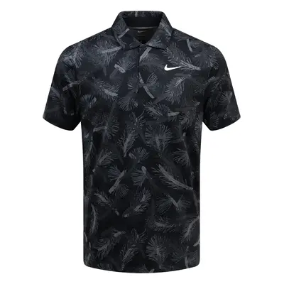 NIKE DRI-FIT TOUR PINE PRINT GOLF POLO - SMOKE GREY / WHITE - S