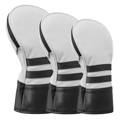 LEGACY STRIPED PU LEATHER HEADCOVERS - WHITE - Hybrid Headcover