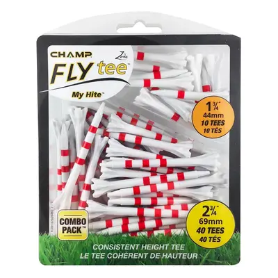 CHAMP ZARMA FLY TEE GOLF TEES X 50 TEE COMBO PACK - White / Red 2.75"