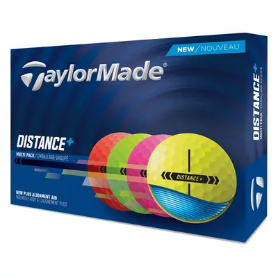 TAYLORMADE 2025 DISTANCE+ GOLF BALLS - MULTI COLOUR - 1 Dozen