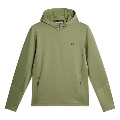 J.LINDEBERG 2025 AERIAL QUARTER ZIP GOLF HOODIE - OIL GREEN - M