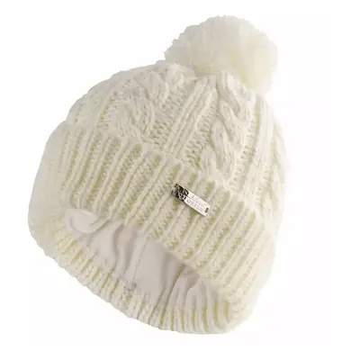 ISLAND GREEN THERMAL CABLE KNIT BOBBLE HAT - CREAM