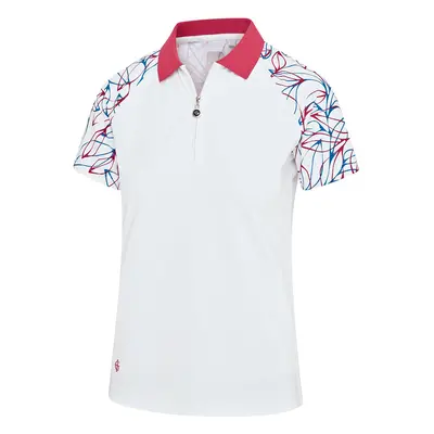 ISLAND GREEN 2025 LADIES SUMMER LEAF PRINT SLEEVES POLO SHIRT - WHITE - S