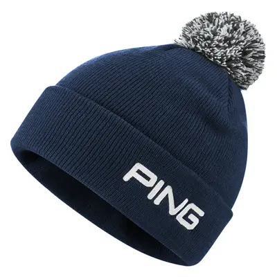 PING CREST KNIT GOLF BOBBLE HAT - NAVY