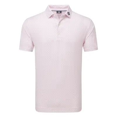 FOOTJOY 2025 WIGGLE PRINT LISLE GOLF POLO SHIRT 33999 - WHITE / PINK LEMONADE - M