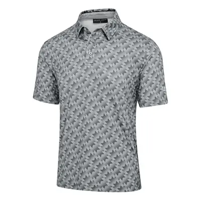 ISLAND GREEN 2025 DIAGONAL PRINT GOLF POLO SHIRT - CHARCOAL - M