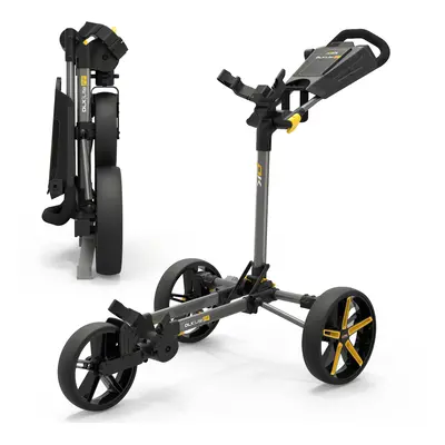 POWAKADDY 2025 DLX LITE FF GOLF PUSH CART - GUN METAL / YELLOW