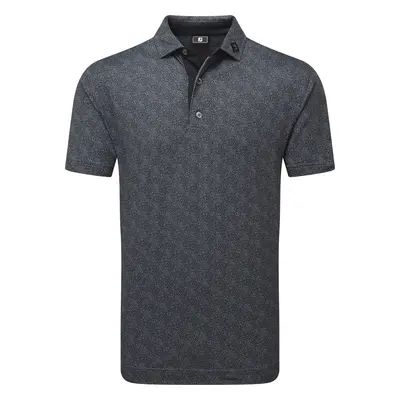 FOOTJOY 2025 SPECKLE PRINT PIQUE GOLF POLO SHIRT 34023 - BLACK / FLINT - M