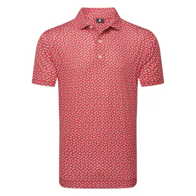 FOOTJOY 2025 FLORAL SKETCH PRINT GOLF POLO SHIRT 34050 - WHITE / HIBISCUS - M