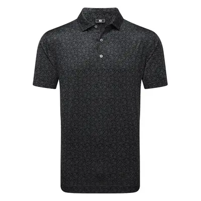 FOOTJOY 2025 PAINTED FLORAL LISLE GOLF POLO SHIRT 34128 - BLACK - M