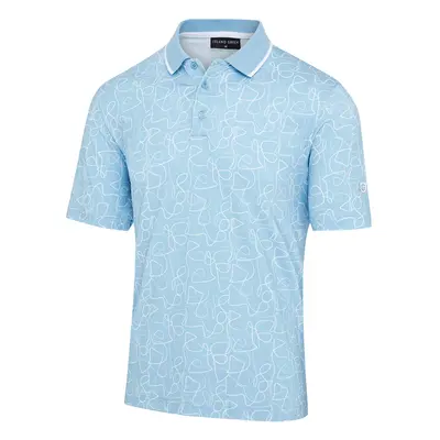 ISLAND GREEN 2025 FREEHAND PRINT RIB COLLAR POLO SHIRT - SKY - M