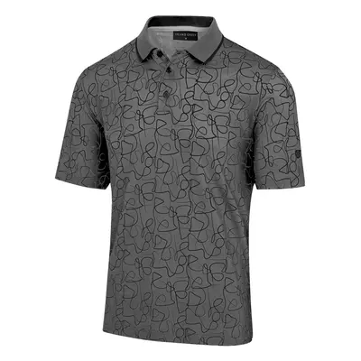 ISLAND GREEN 2025 FREEHAND PRINT RIB COLLAR POLO SHIRT - CHARCOAL - M