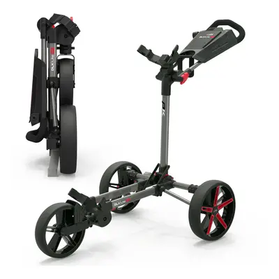 POWAKADDY 2025 DLX LITE FF GOLF PUSH CART - GUN METAL / RED