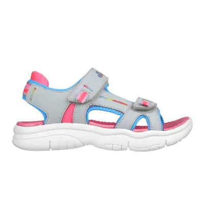 Skechers Girls Flex Splash Sandals in Silver/Pink, Size | Synthetic/Textile, Machine Washable