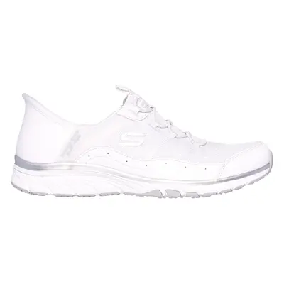 Skechers Women's Slip-ins: Gratis Sport - Leisurely Sneaker in White/Silver, Size | Synthetic/Te