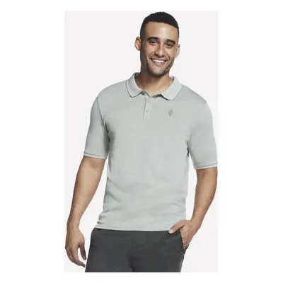 Skechers Men's Off Duty Polo T-Shirt Shirt in Light Gray/Green, Size Medium | Cotton/Polyester