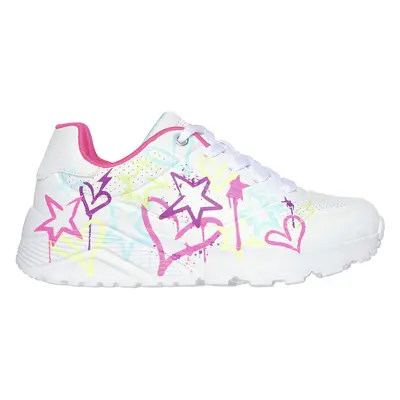 Skechers Girls Uno Lite - My Drip Sneaker in White, Size | Synthetic, Machine Washable