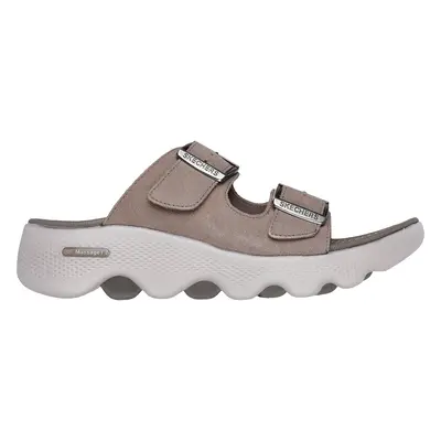 Skechers Women's GO WALK Massage Fit - Immerse Sandals in Dark Taupe, Size | Leather/Metal, Hype