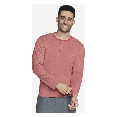 Skechers Men's Skech Jersey Henley Top in Brick, Size Small | Organic Cotton/Recycled Polyester