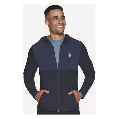 Skechers Men's SKECH-KNITS ULTRA GO Lite Full Zip Hoodie in Navy Blue, Size Small | Polyester/Sp