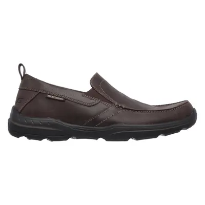 Skechers Men's Relaxed Fit: Harper - Forde Shoes in Dark Brown, Size | Leather/Synthetic/Textile