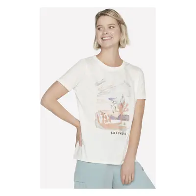 Skechers Women's Airbrush T-Shirt in White/Silver, Size | Cotton/Polyester