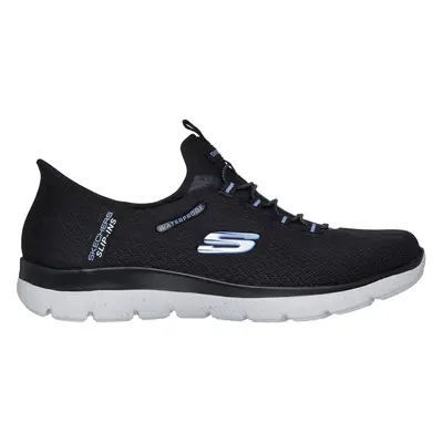 Skechers Women's Slip-ins Waterproof: Summits - Best Choice Sneaker in Black/Light Blue, Size | 