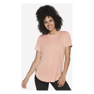 Skechers Women's GO DRI SWIFT Tunic Top T-Shirt in Coral/Lime, Size | Polyester/Spandex