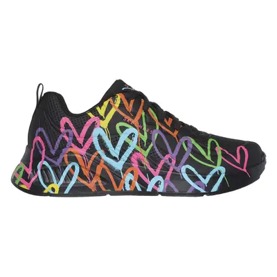 Skechers Women's JGoldcrown: Uno Lite - Heart of Hearts Sneaker in Black, Size | Synthetic/Texti