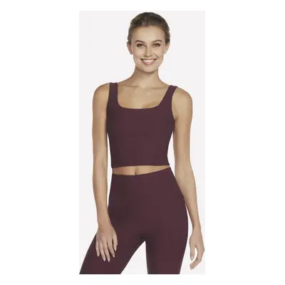 Skechers Women's GO FLEX RIB Longline Bra in Burgundy/Pink, Size | Nylon/Spandex