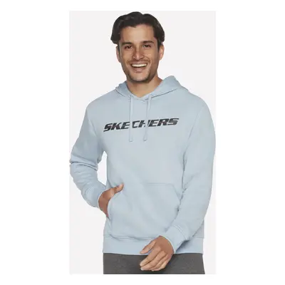 Skechers Men's SKECH-SWEATS Motion Pullover Hoodie in Light Blue/White, Size Large | Cotton/Poly