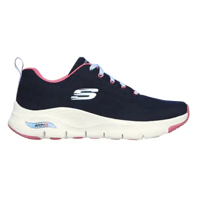 Skechers Women's Arch Fit - Comfy Wave Sneaker in Navy Blue/Hot Pink, Size | Textile/Synthetic, 