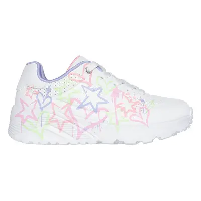 Skechers Girls Uno Lite - My Drip Sneaker in White, Size | Synthetic, Machine Washable