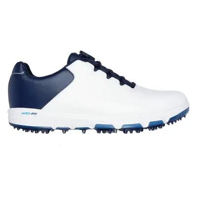 Skechers Men's GO GOLF PRO SL - Twist Golf Shoes in White/Navy Blue, Size | Leather/Synthetic/Te