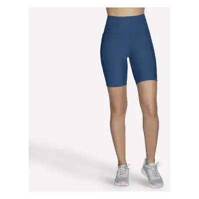 Skechers Women's GO FLEX Rib High-Waisted Inch Bike Short in Teal/Navy Blue, Size Small | Nylon/