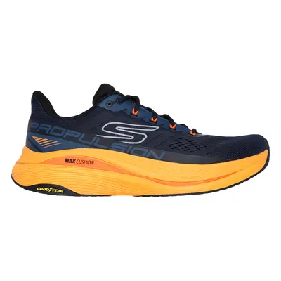 Skechers Men's Max Cushioning Propulsion Sneaker in Navy Blue/Orange, Size | Textile/Synthetic, 