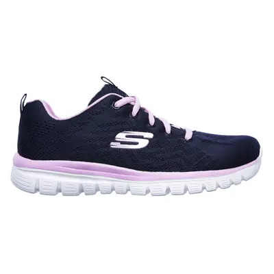 Skechers Women's Graceful - Get Connected Sneaker in Navy Blue/Pink, Size | Textile/Synthetic, V