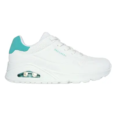 Skechers Women's Uno - Pop Back Sneaker in White/Mint, Size | Synthetic/Leather/Textile