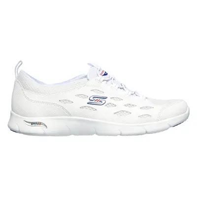 Skechers Women's Arch Fit Refine Sneaker in White/Navy Blue, Size | Synthetic/Textile, Machine W