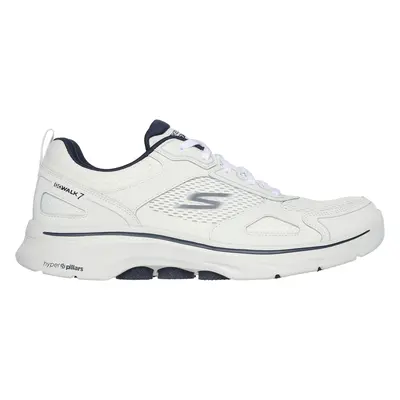 Skechers Men's GO WALK - The Forefather Sneaker in White/Navy Blue, Size | Leather/Textile/Synth