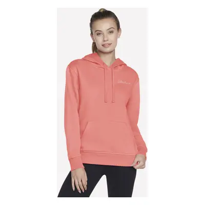 Skechers Women's Signature Pullover Hoodie in Coral/Lime, Size | Cotton/Polyester