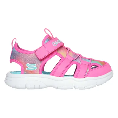 Skechers Girls Flex Splash - Daylight Shimmer Sandals in Hot Pink, Size | Synthetic/Textile, Mac