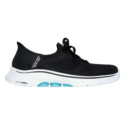 Skechers Women's Slip-ins: GO WALK - Via Sneaker in Black/Aqua, Size | Textile/Synthetic, Vegan,