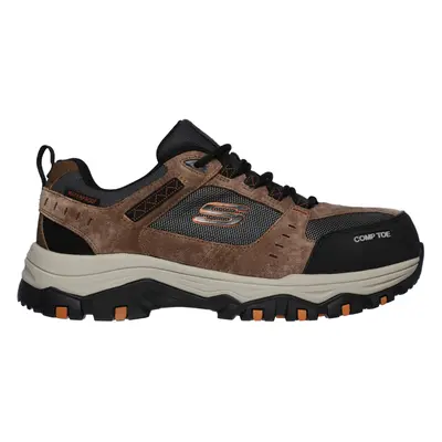 Skechers Men's Work: Greetah Comp Toe Sneaker in Brown/Black, Size | Leather/Textile/Synthetic