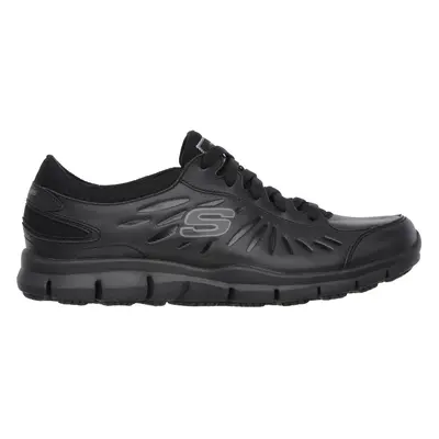 Skechers Women's Work: Eldred SR Sneaker in Black, Size | Leather/Textile/Synthetic