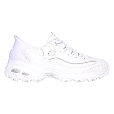 Skechers Women's Slip-ins: D'Lites - New Scene Sneaker in White/Silver, Size | Leather/Synthetic