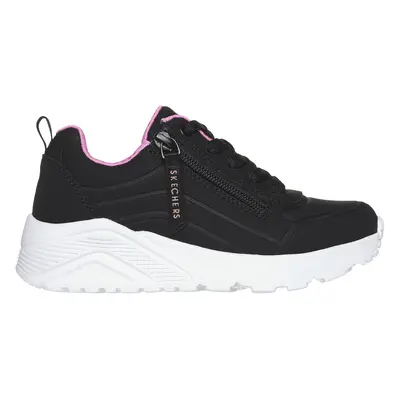 Skechers Girls Uno Lite - Easy Zip Sneaker in Black/Rose Gold, Size | Synthetic, Machine Washabl