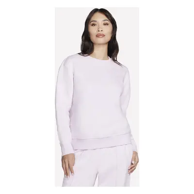 Skechers Women's SKECH-SWEATS Signature Pullover Crew Top in Lavender/Pink, Size Medium | Cotton