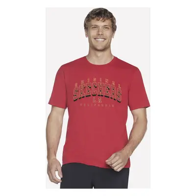 Skechers Men's University T-Shirt in Red, Size Medium | Cotton/Polyester