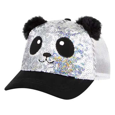 Skechers Girls Sequin Panda Hat in Silver/Black | Cotton